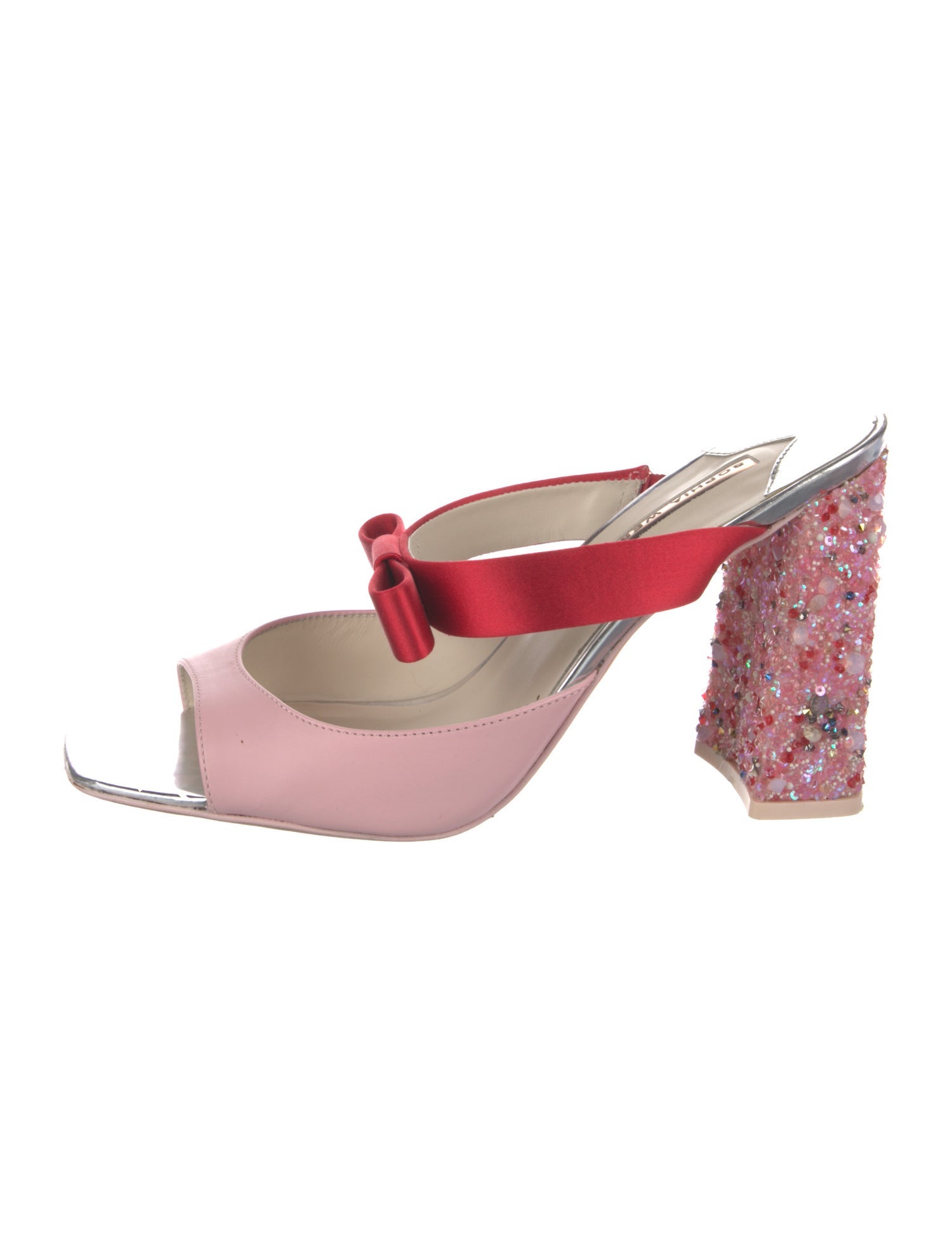 Sophia Webster Leather Colorblock Pattern Slides