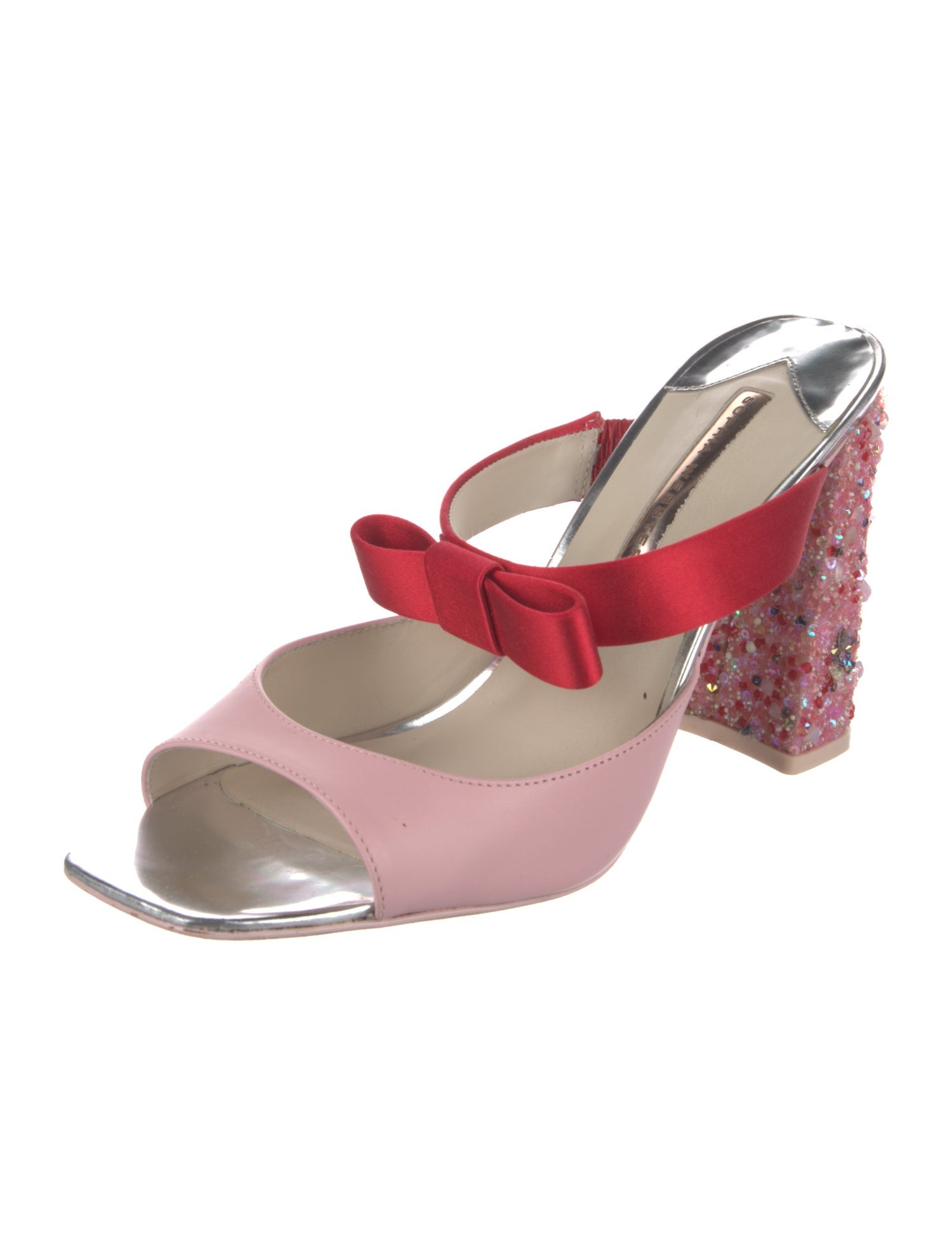 Sophia Webster Leather Colorblock Pattern Slides