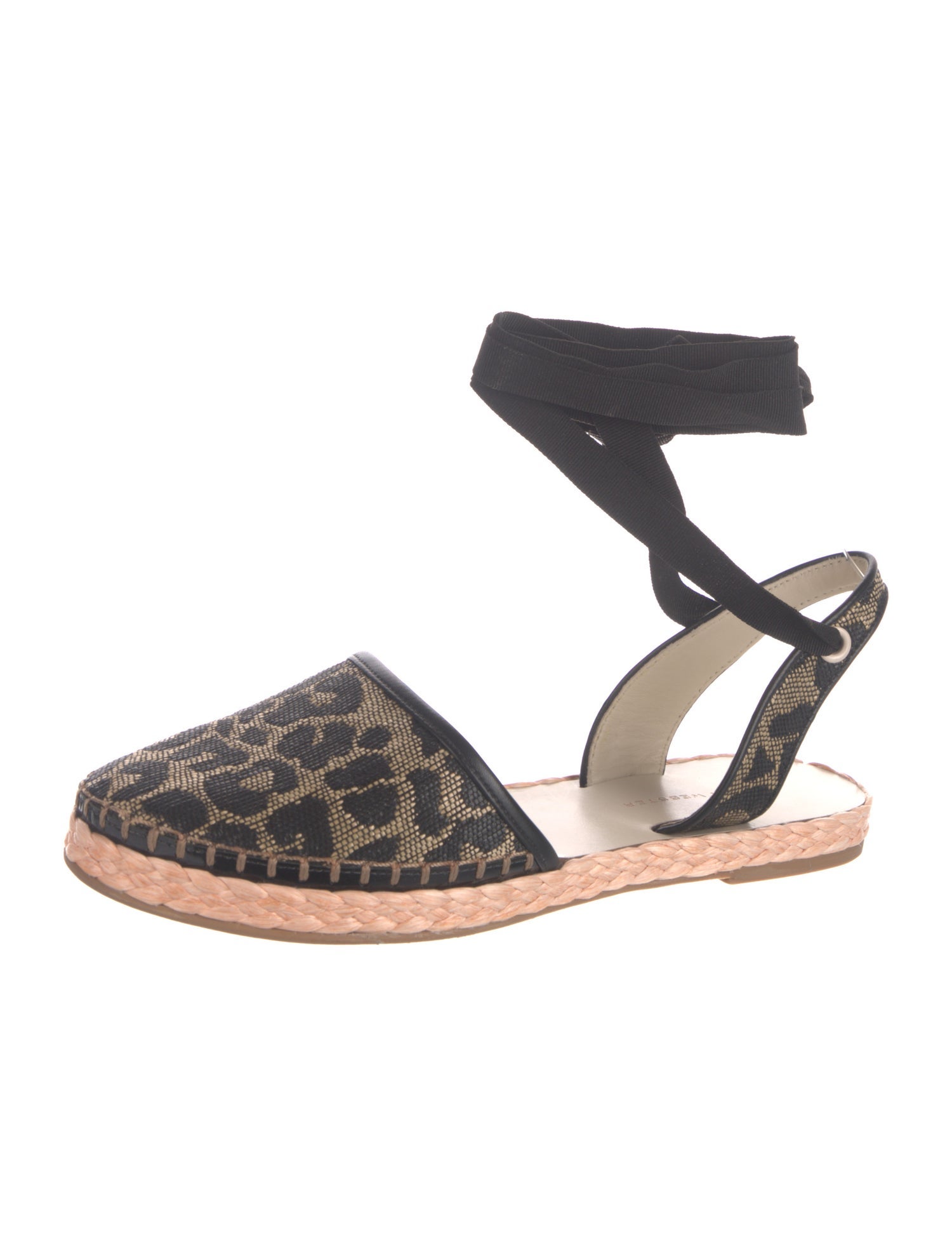 Sophia Webster Jute Animal Print Slingback Flats