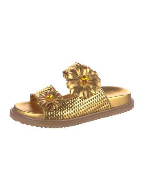 Sophia Webster Leather Floral Print Slides