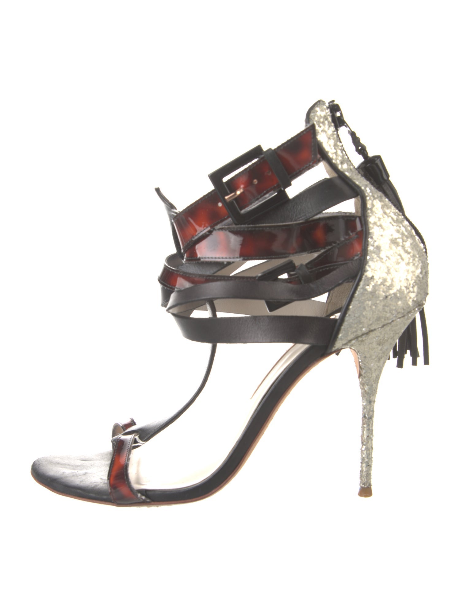 Sophia Webster Leather Printed T-Strap Sandals