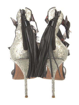 Sophia Webster Leather Printed T-Strap Sandals