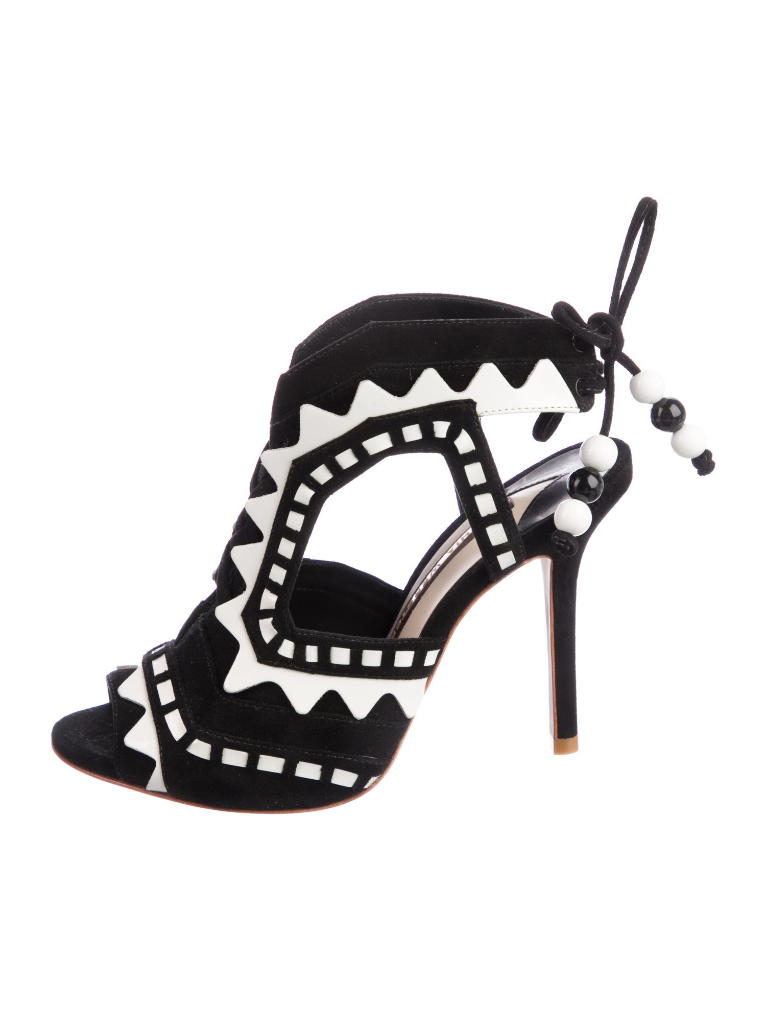 Sophia Webster Suede Colorblock Pattern T-Strap Pumps