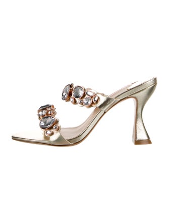 Sophia Webster Leather Crystal Embellishments Slides