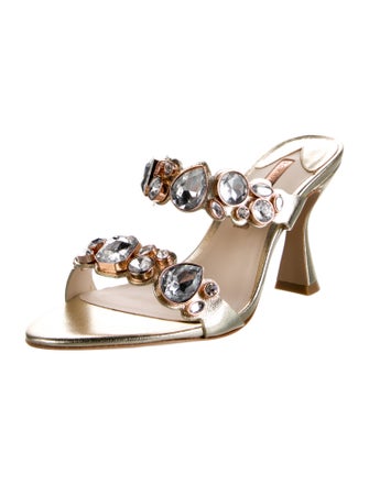 Sophia Webster Leather Crystal Embellishments Slides