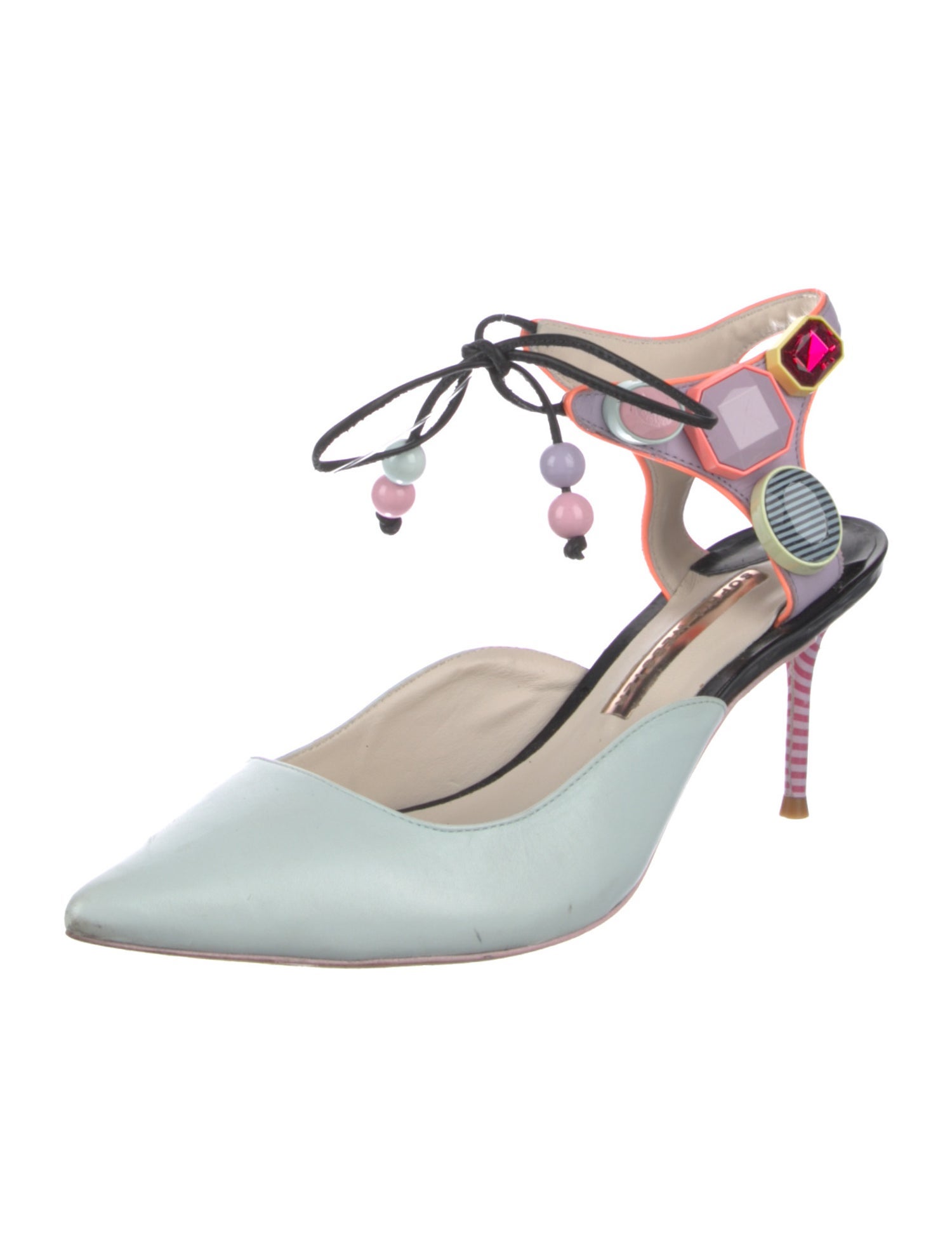 Sophia Webster Leather Crystal Embellishments Slingback Pumps