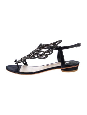 Sophia Webster Satin Printed T-Strap Sandals