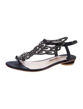 Sophia Webster Satin Printed T-Strap Sandals
