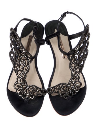 Sophia Webster Satin Printed T-Strap Sandals