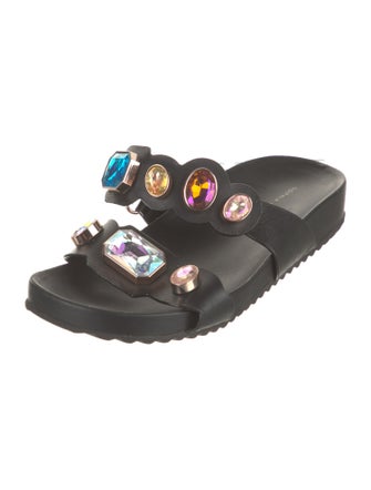 Sophia Webster Leather Crystal Embellishments Slides
