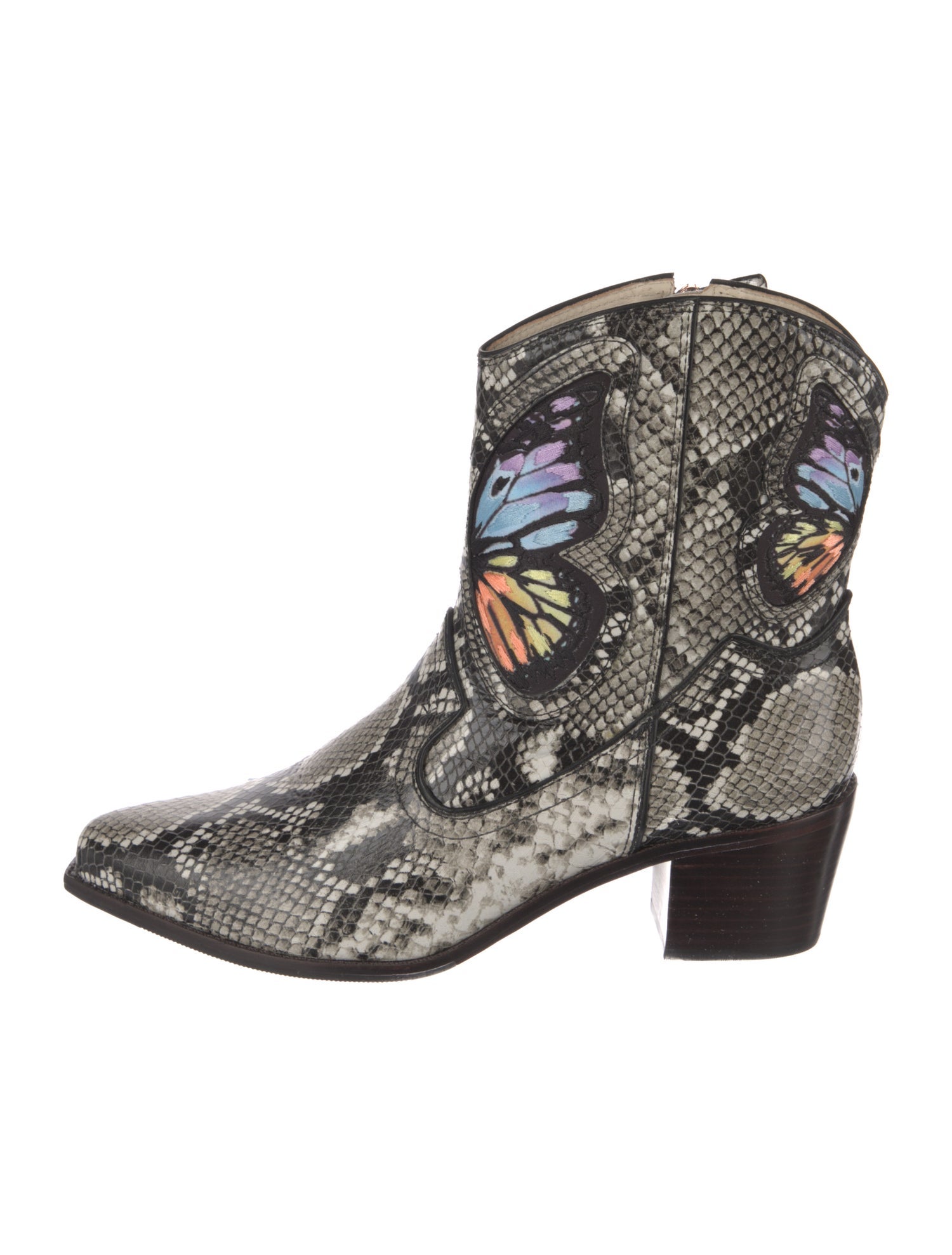 Sophia Webster Embossed Leather Animal Print Western Boots