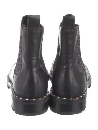 Sophia Webster Leather Glitter Accents Chelsea Boots