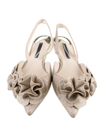 Sophia Webster Suede Glitter Accents Slingback Flats