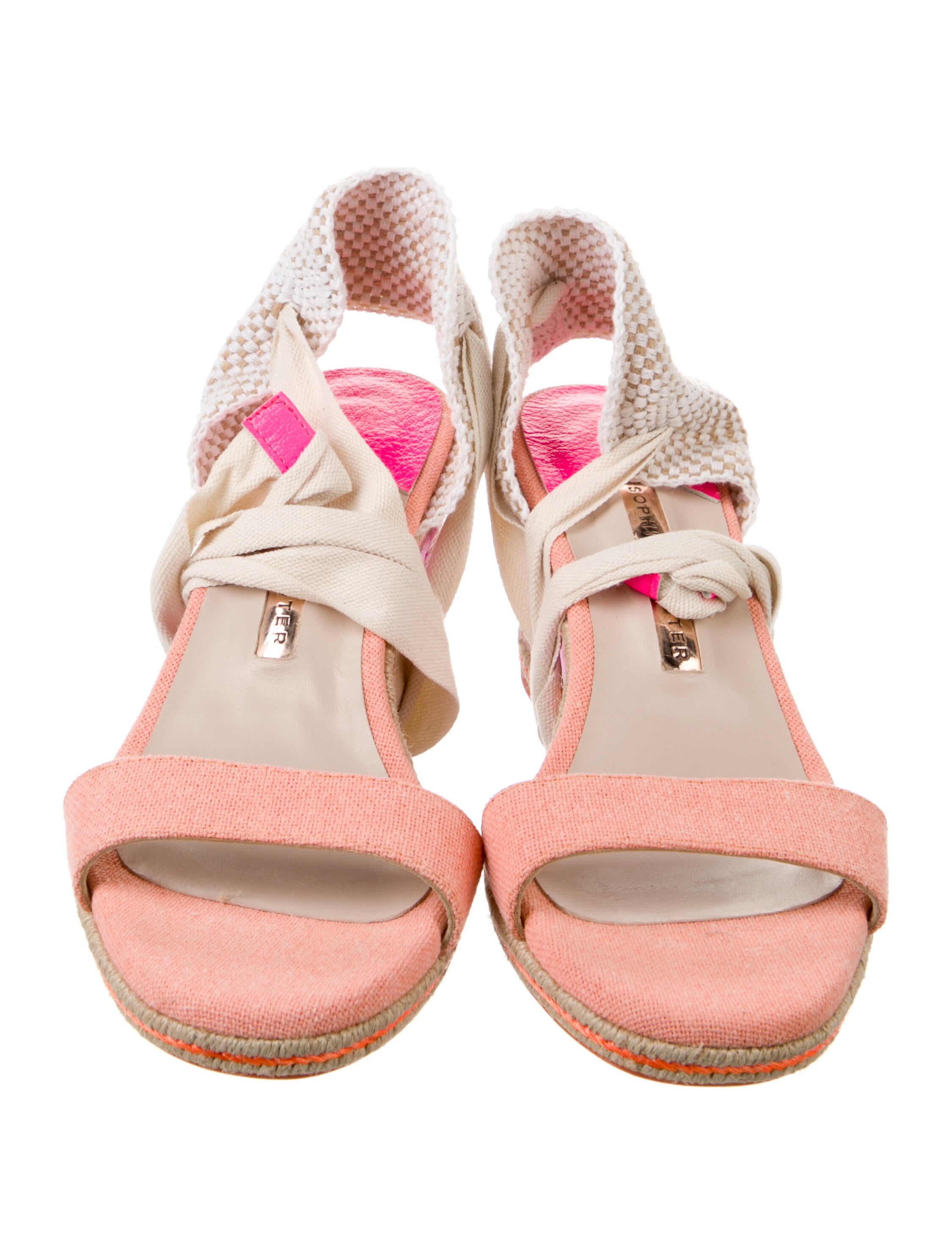 Sophia Webster Canvas Colorblock Pattern Slingback Sandals