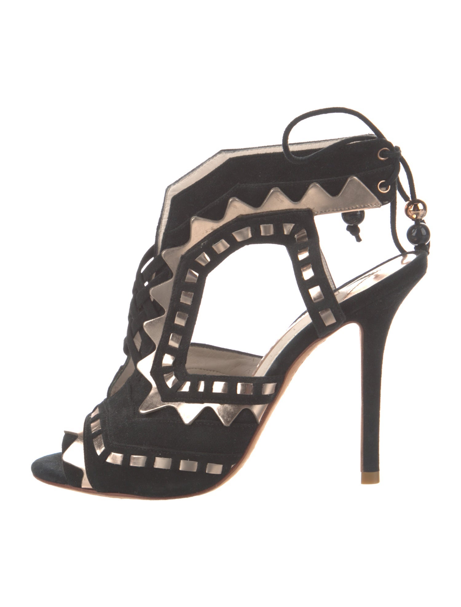 Sophia Webster Suede Beaded Accents Slingback Pumps