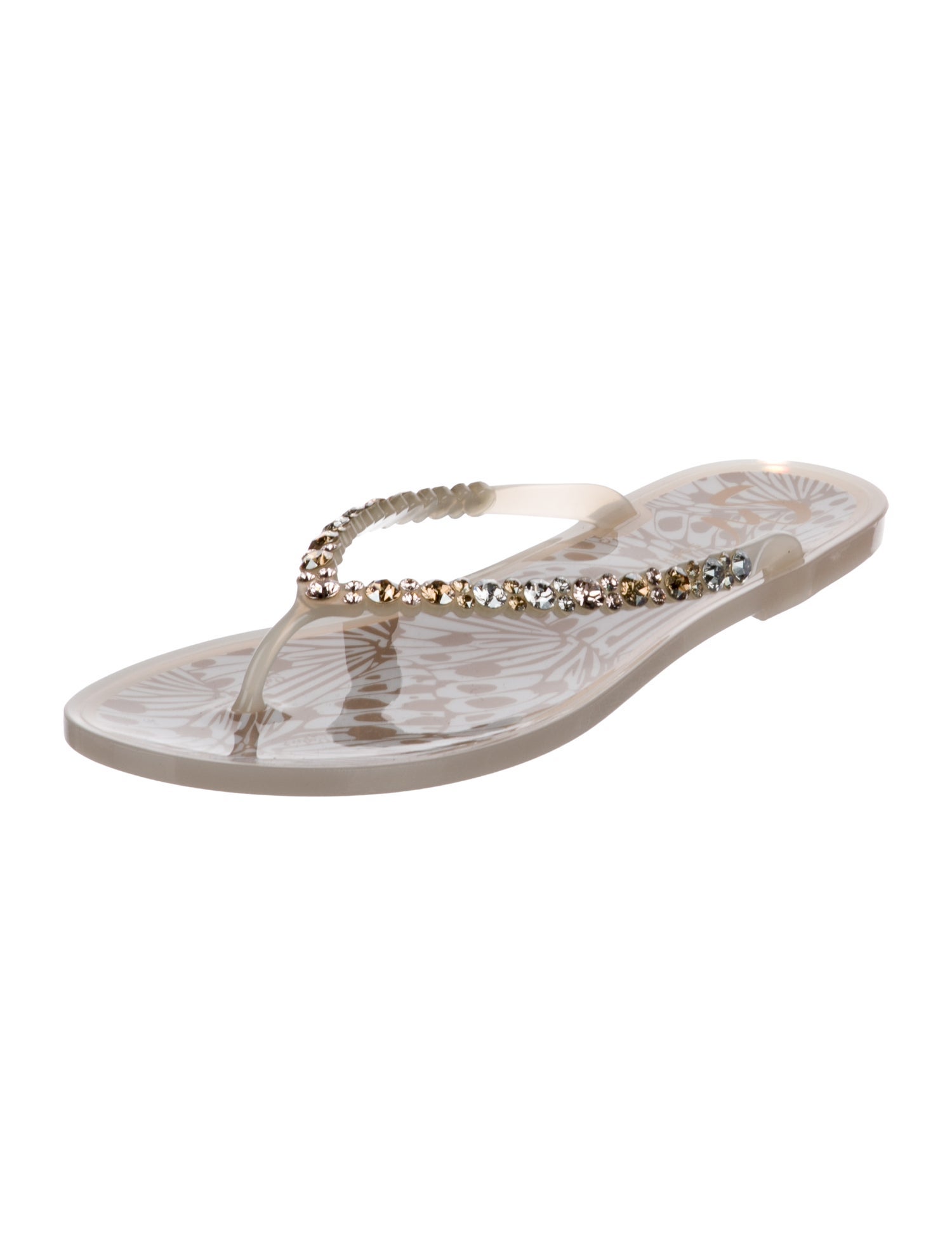Sophia Webster Rubber Crystal Embellishments Flip Flops