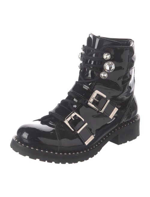 Sophia Webster Patent Leather Crystal Embellishments Combat Boots