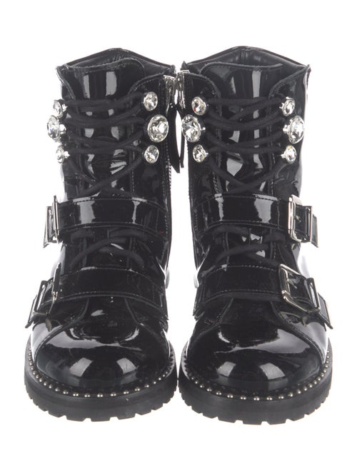 Sophia Webster Patent Leather Crystal Embellishments Combat Boots