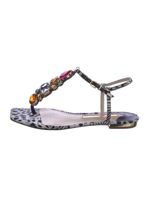 Sophia Webster Satin Printed T-Strap Sandals