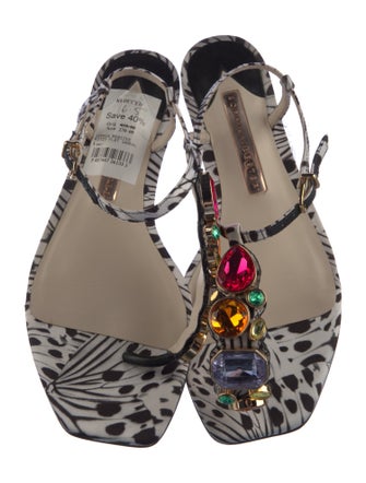 Sophia Webster Satin Printed T-Strap Sandals