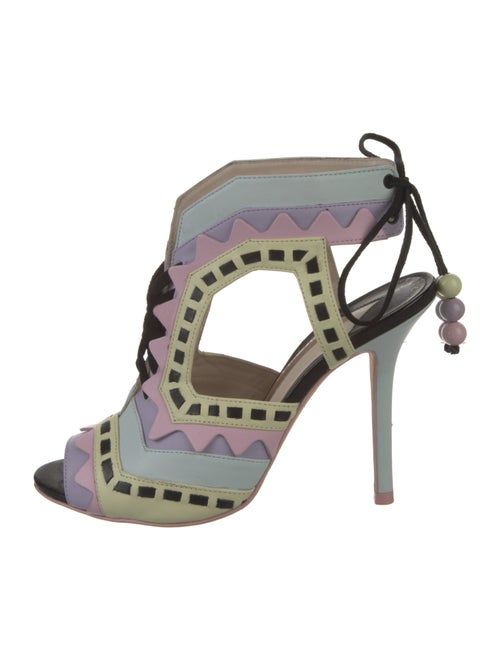 Sophia Webster Leather Colorblock Pattern Sandals