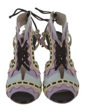 Sophia Webster Leather Colorblock Pattern Sandals
