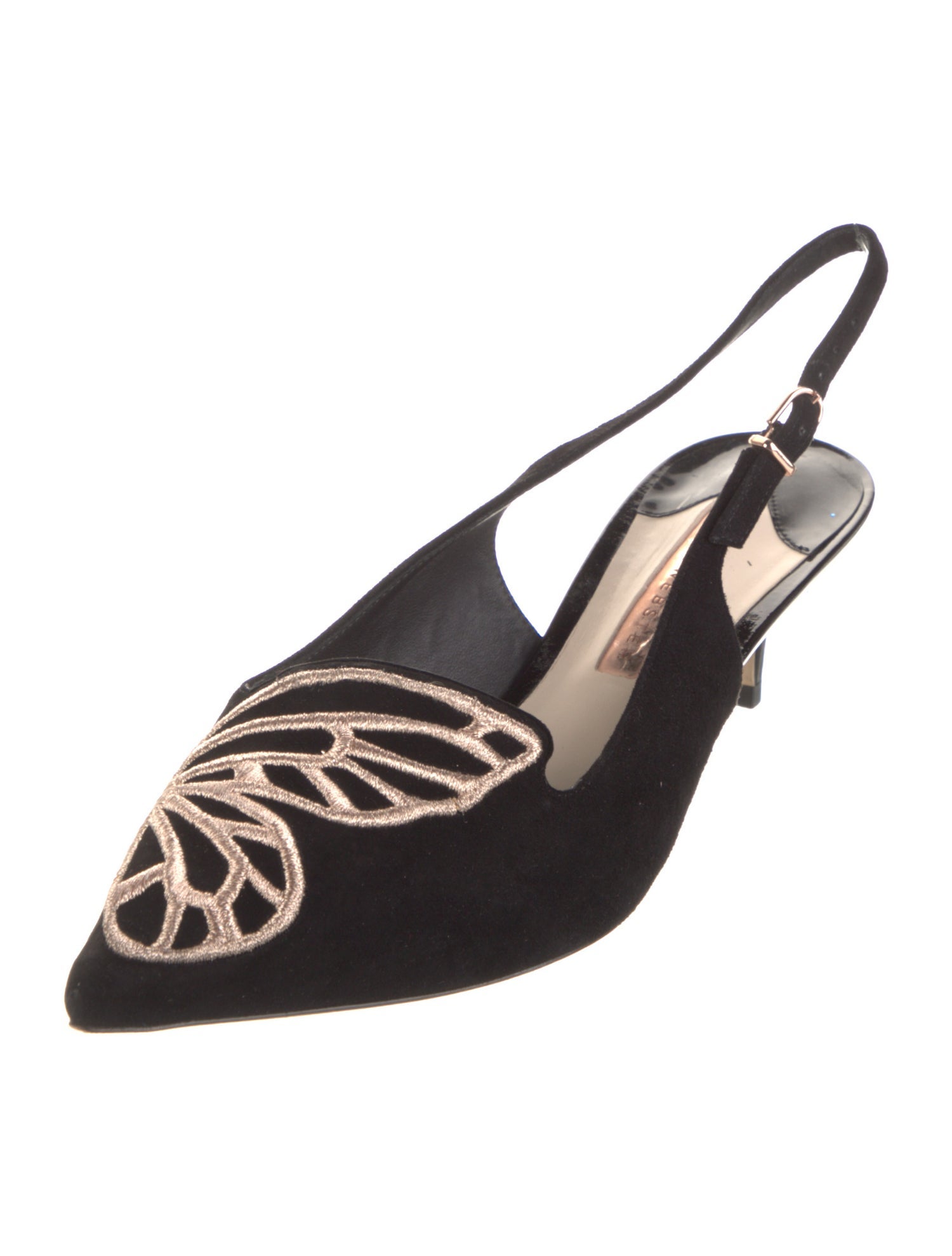 Sophia Webster Suede Embroidered Accent Slingback Pumps