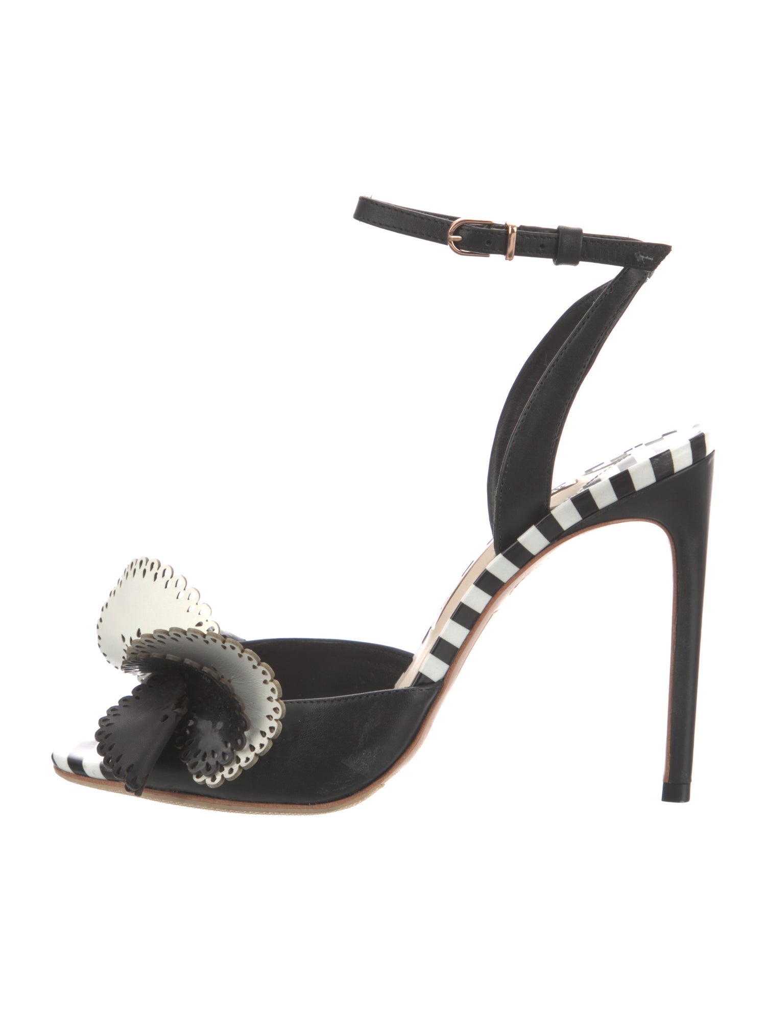 Sophia Webster Leather Striped Slingback Sandals