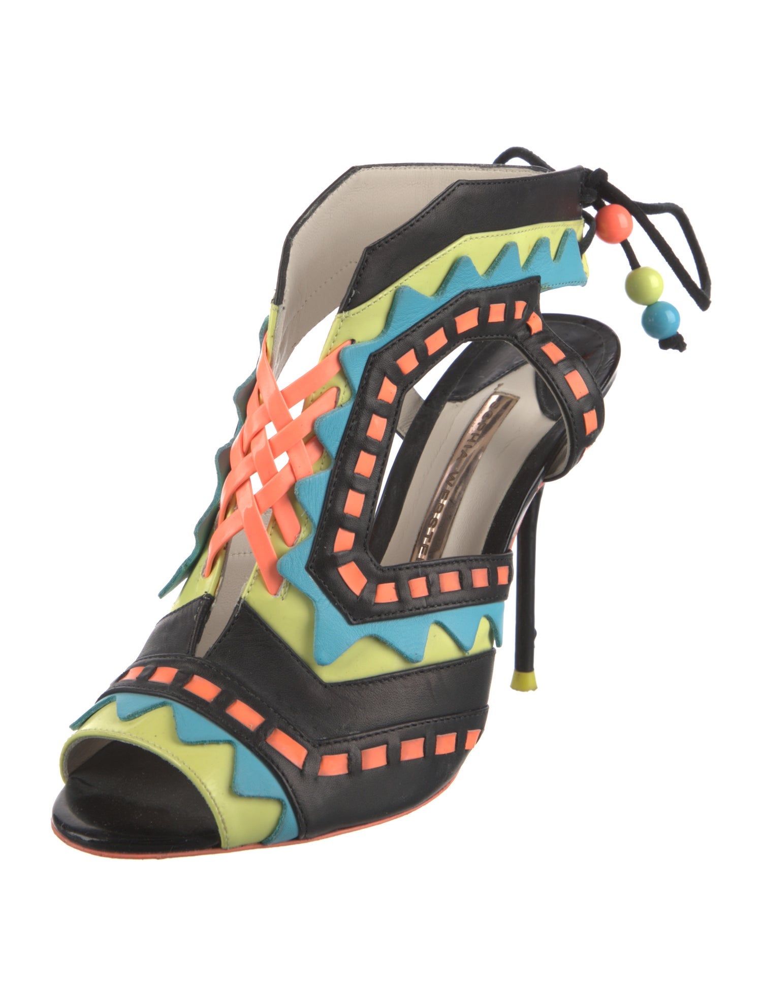 Sophia Webster Leather Printed T-Strap Pumps