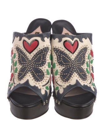 Sophia Webster Leather Printed Slides