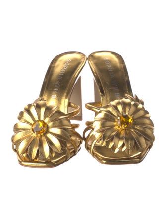 Sophia Webster Leather Crystal Embellishments Slides