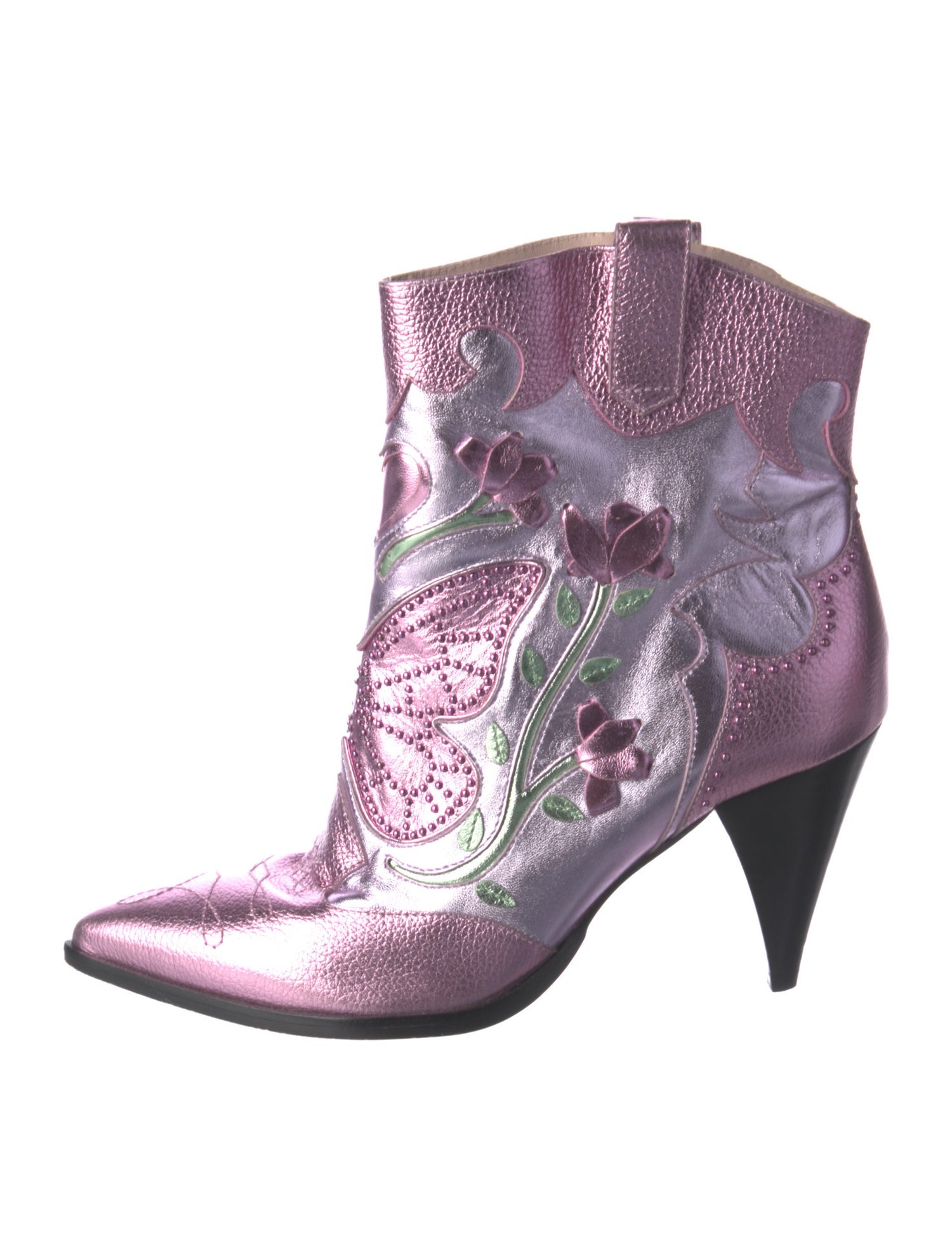 Sophia Webster Leather Floral Print Boots