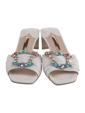 Sophia Webster Leather Crystal Embellishments Slides
