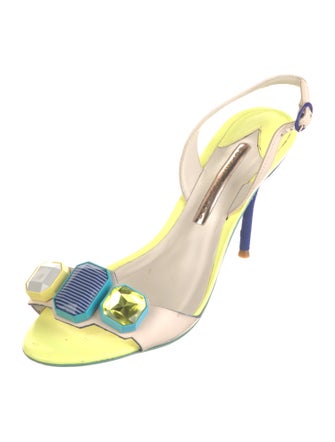 Sophia Webster Leather Colorblock Pattern Slingback Pumps