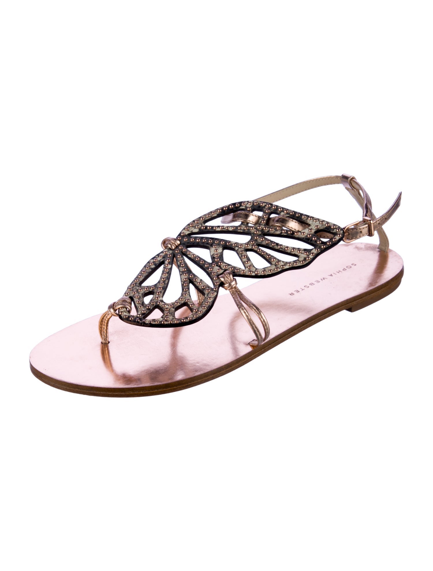 Sophia Webster Leather Studded Accents Slingback Sandals