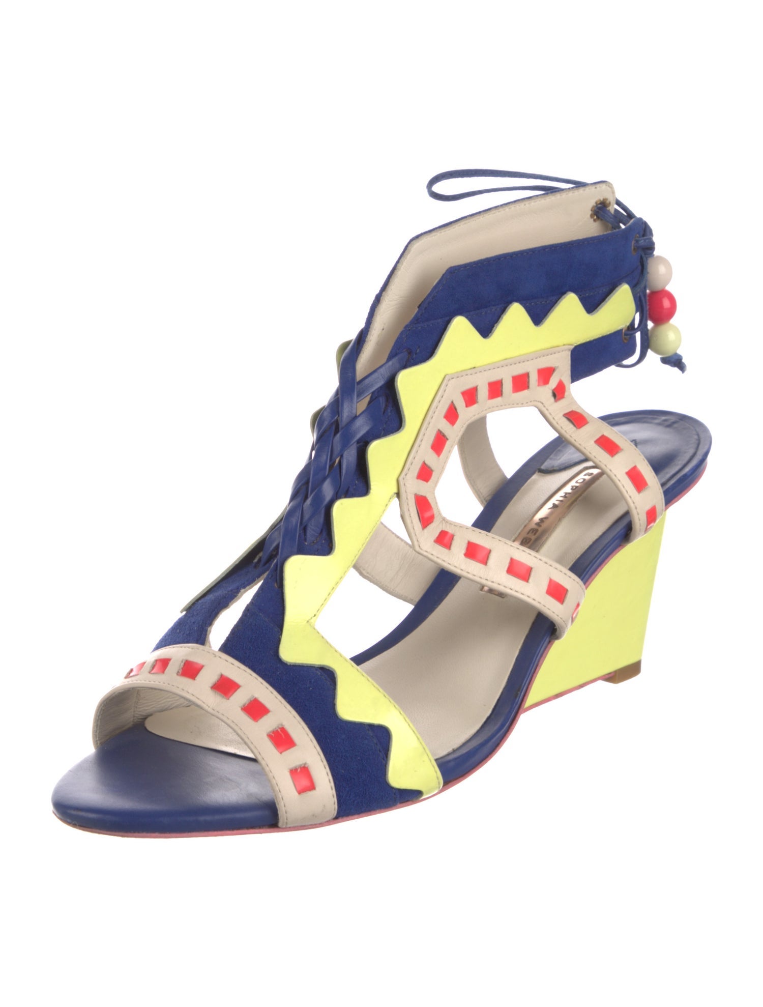 Sophia Webster Suede Printed T-Strap Sandals