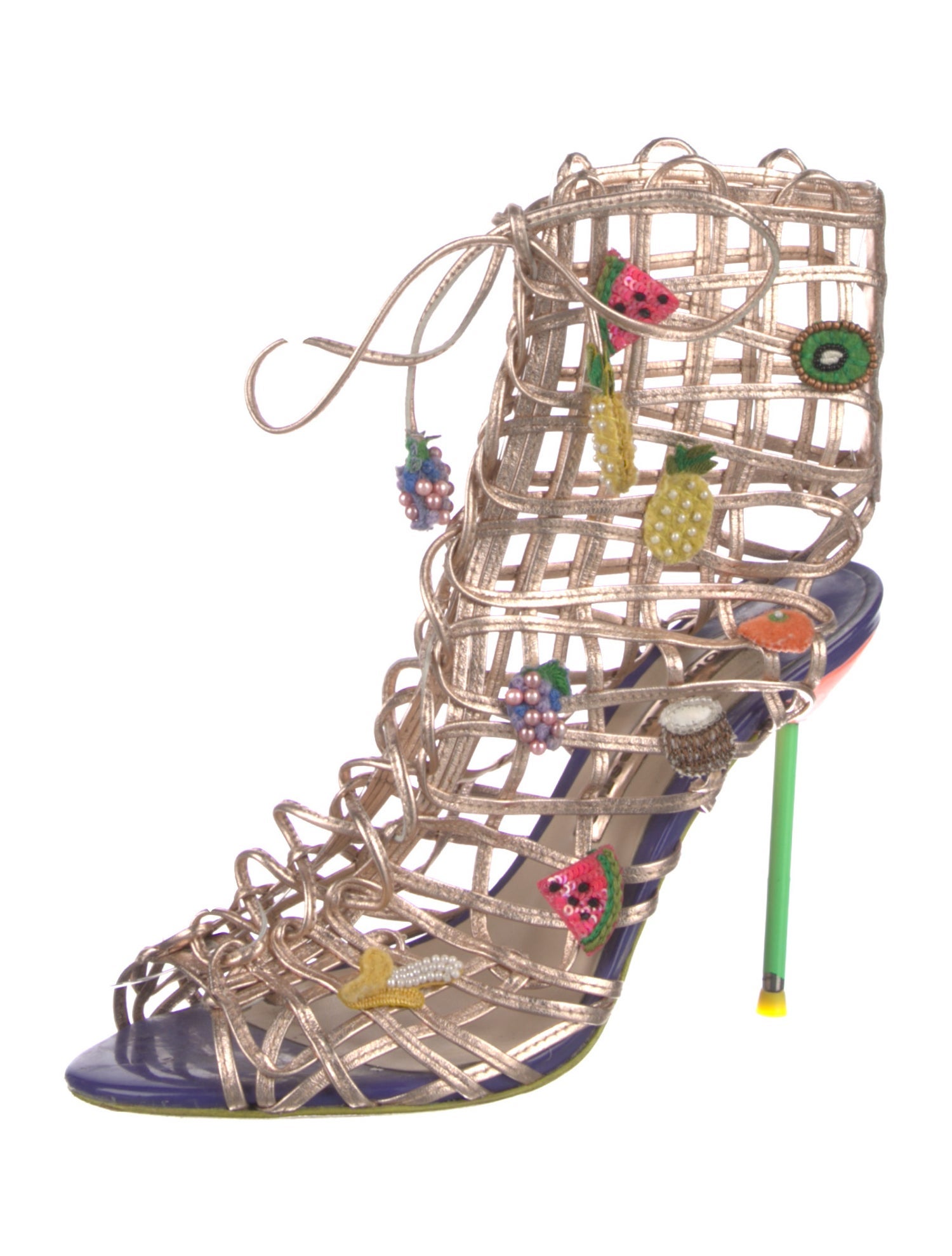 Sophia Webster Leather Animal Print Gladiator Sandals