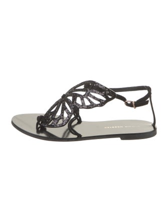 Sophia Webster Leather Glitter Accents Slingback Sandals
