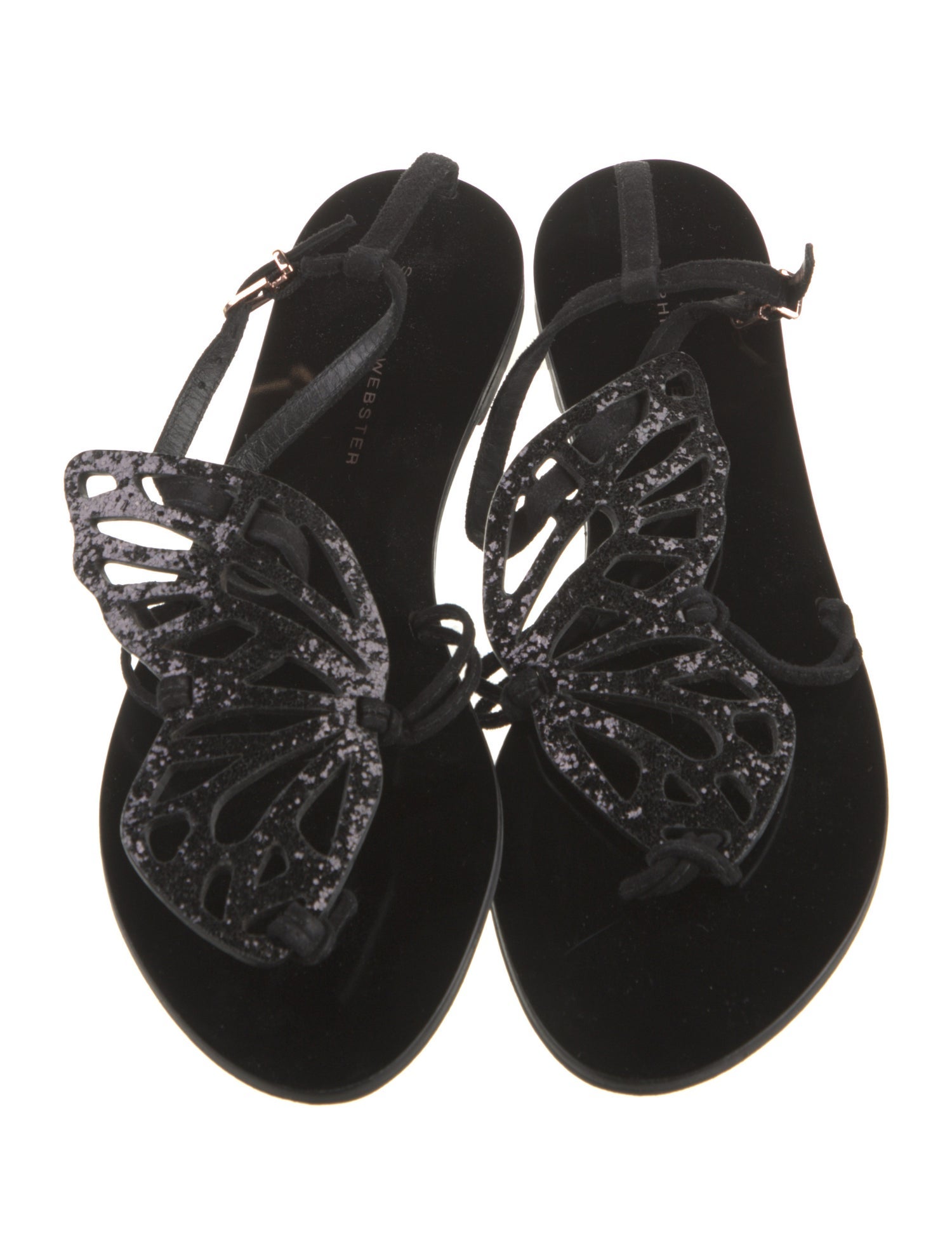 Sophia Webster Leather Glitter Accents Slingback Sandals