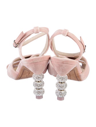 Sophia Webster Velvet Crystal Embellishments Slingback Sandals