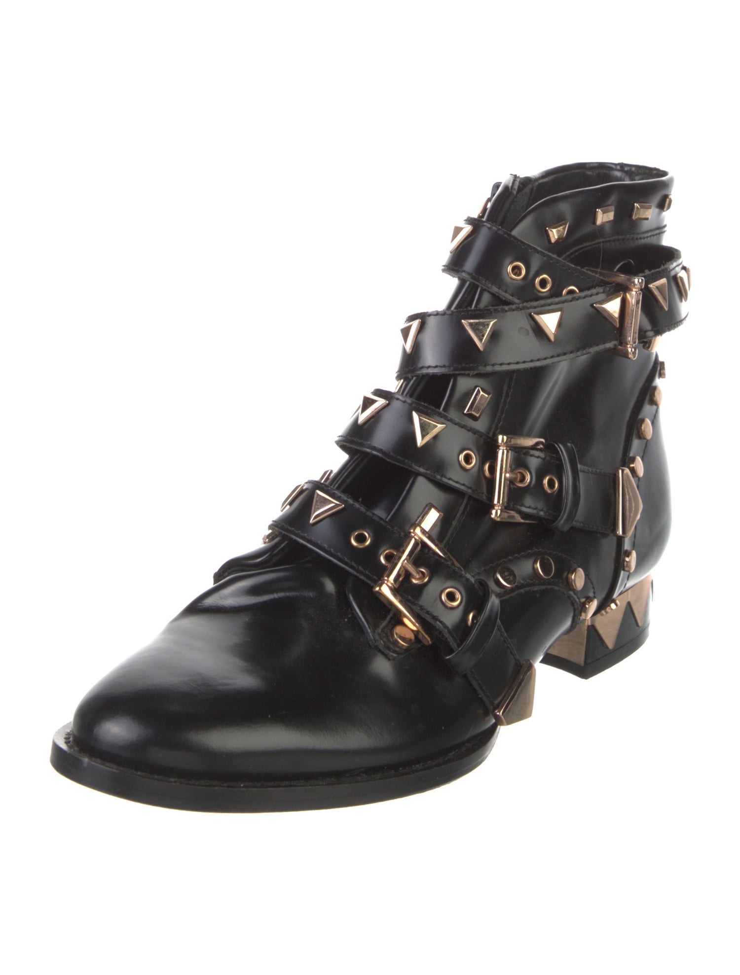 Sophia Webster Leather Colorblock Pattern Combat Boots