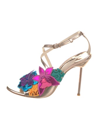 Sophia Webster Patent Leather Colorblock Pattern Slingback Sandals