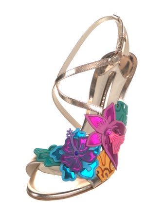 Sophia Webster Patent Leather Colorblock Pattern Slingback Sandals