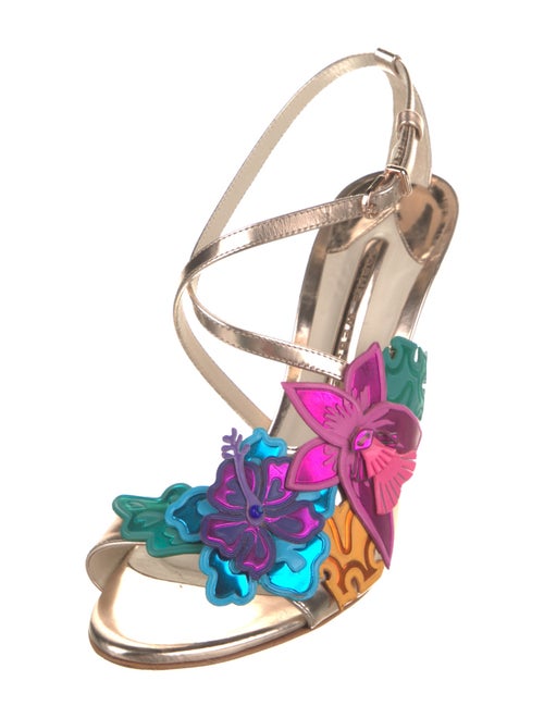 Sophia Webster Patent Leather Colorblock Pattern Slingback Sandals