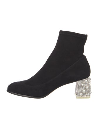 Sophia Webster Suede Crystal Embellishments Sock Boots