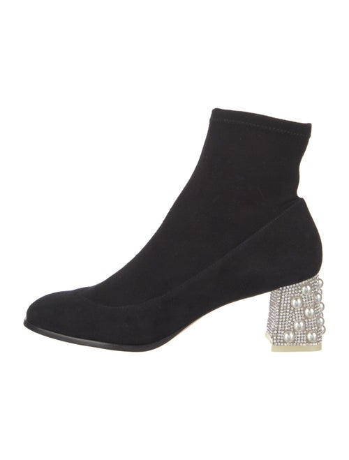 Sophia Webster Suede Crystal Embellishments Sock Boots