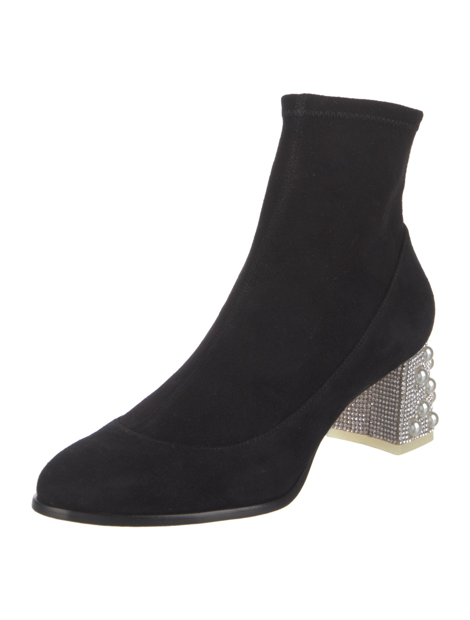 Sophia Webster Suede Crystal Embellishments Sock Boots