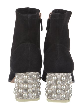 Sophia Webster Suede Crystal Embellishments Sock Boots