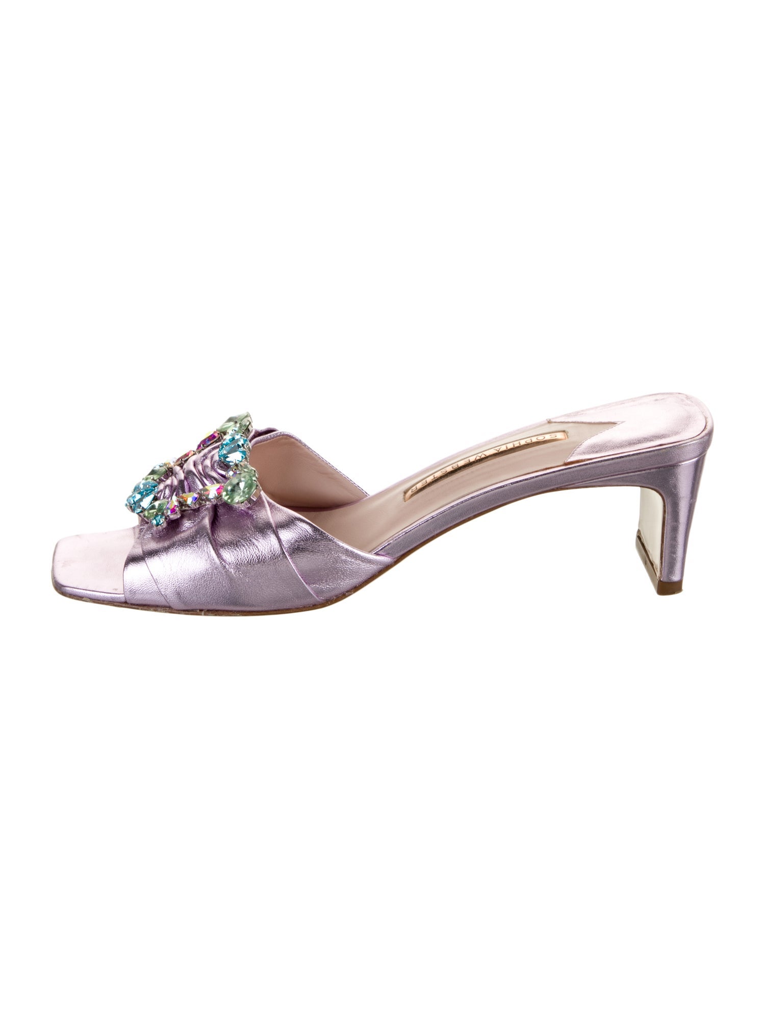 Sophia Webster Leather Crystal Embellishments Slides