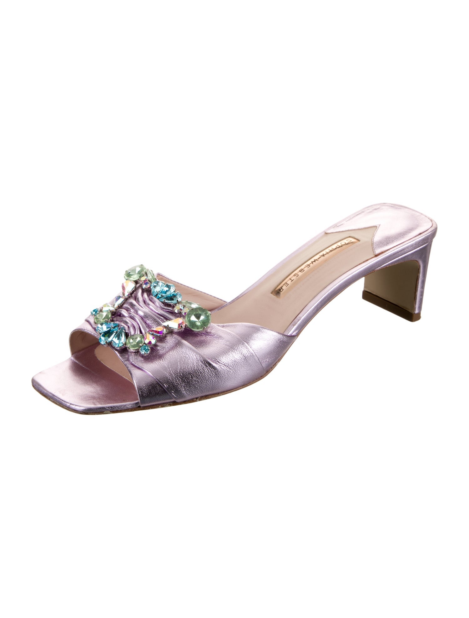 Sophia Webster Leather Crystal Embellishments Slides